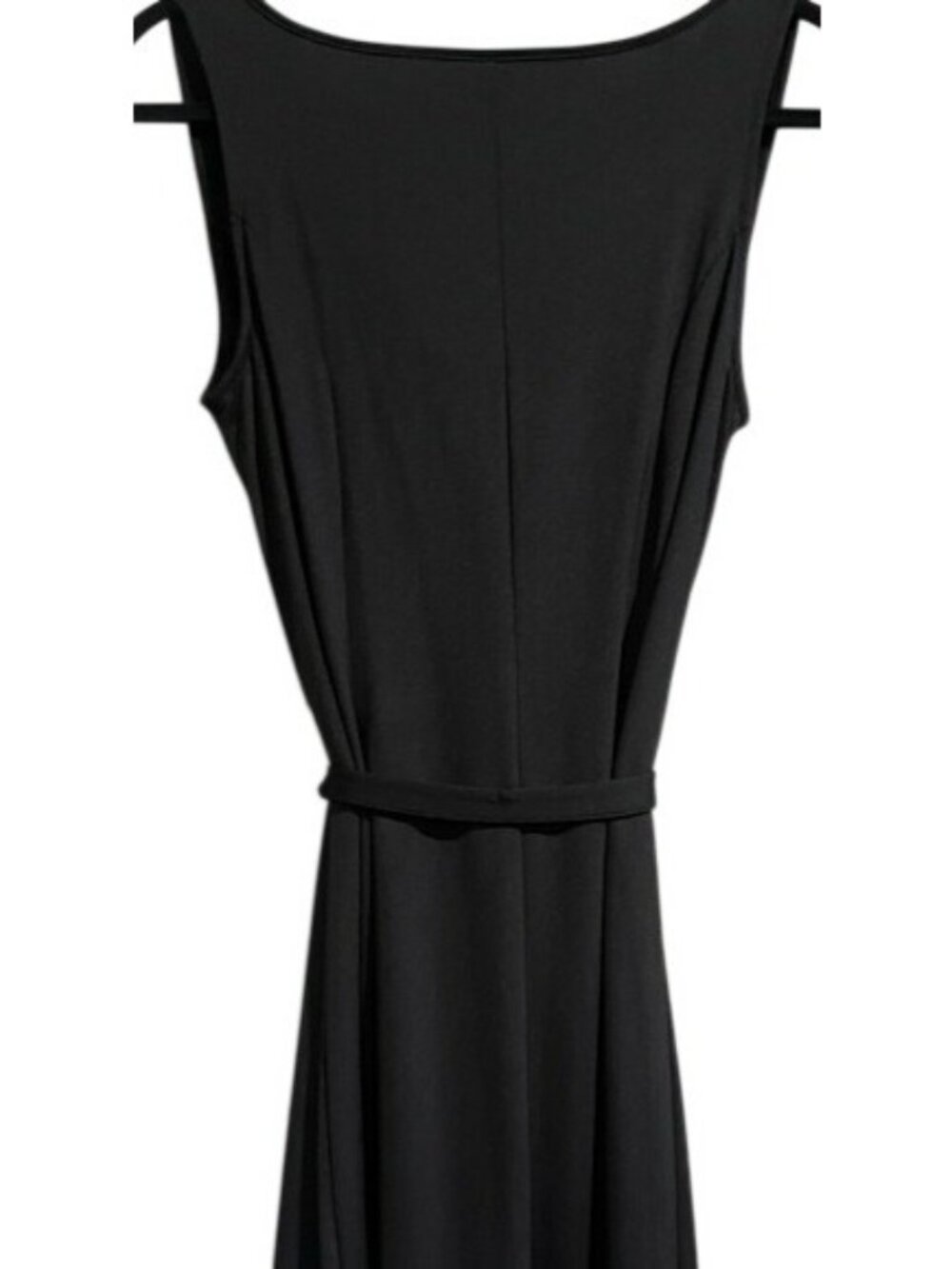 Women's Black Sleeveless Flattering Cowl Neck Midi Dress Self Tie Belt Size M - Picture 8 of 16